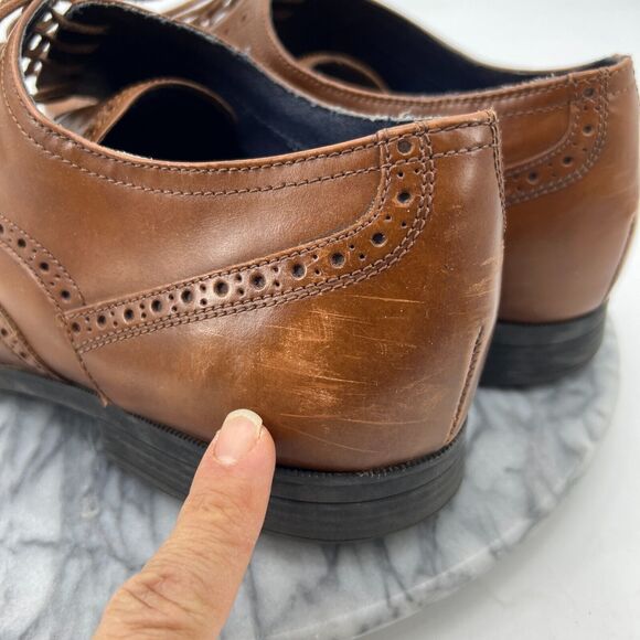 Cole Haan Dress Shoes Mens 13 British Tan Montgomery Wing Oxford Lace Up C20237 - Picture 5 of 12